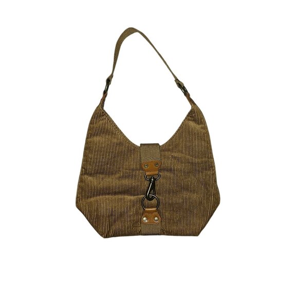 Vintage Y2k Gap Corduroy Hobo Shoulder Bag With Geometric Lining Clip Closure - Picture 10 of 16